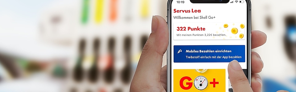 Smartphone mit geöffneter Shell App